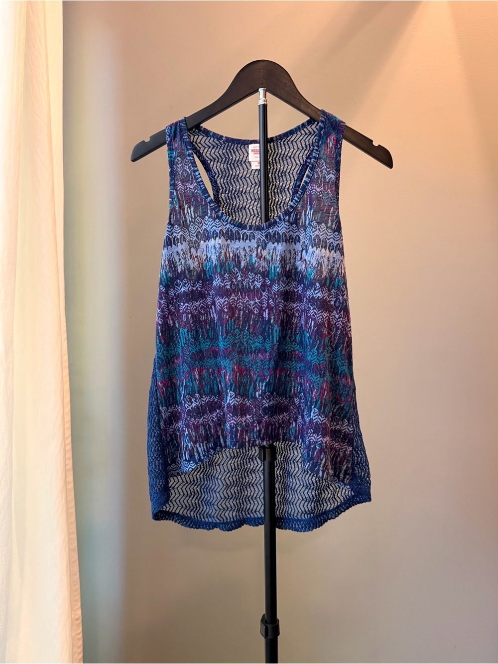 Abstract Tie Dye Sheer Back Tank Top Y2K Summer Beach Vacation Boho Festival